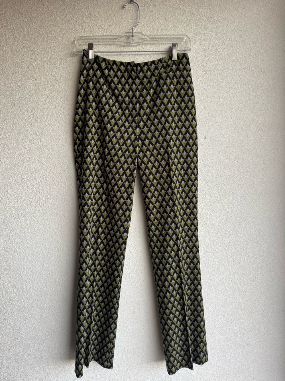 Vintage Prada green black grey diamond geometric pattern print pants size 4